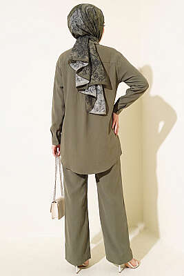 Çift Cepli Basic İkili Takım Haki - İkili Takım