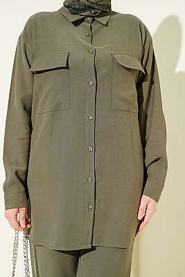 Çift Cepli Basic İkili Takım Haki - İkili Takım