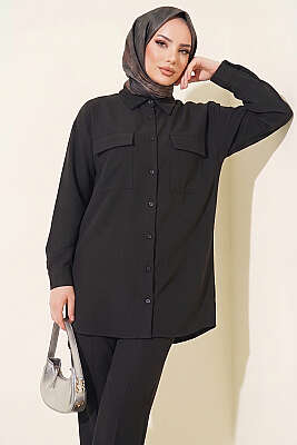 Çift Cepli Basic İkili Takım Siyah - NEVA MODA