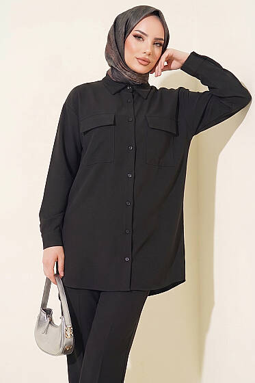 Çift Cepli Basic İkili Takım Siyah - İkili Takım