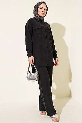 Çift Cepli Basic İkili Takım Siyah - İkili Takım