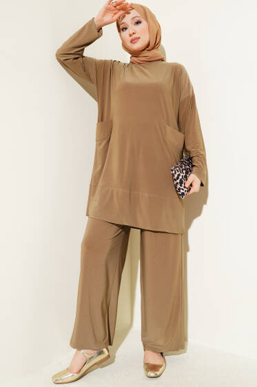Çift Cepli Basic Sandy İkili Takım Camel - İkili Takım