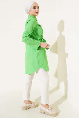 Çift Cepli Bel Lastikli Gömlek Yeşil - Yılın Fırsatı