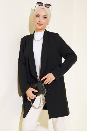 Çift Cepli Blazer Ceket Siyah - Ceket