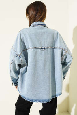 Çift Cepli Detaylı Kot Ceket Kot Mavisi - Kadın Giyim Modelleri