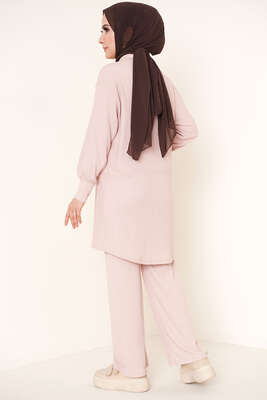 Çİft Cepli Düğmeli İkili Takım Bej - İKİLİ TAKIM