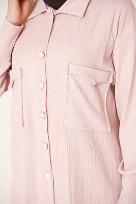 Çİft Cepli Düğmeli İkili Takım Bej - İKİLİ TAKIM