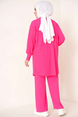 Çİft Cepli Düğmeli İkili Takım Fuşya - İKİLİ TAKIM