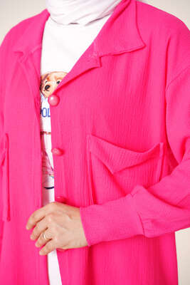 Çİft Cepli Düğmeli İkili Takım Fuşya - İKİLİ TAKIM