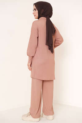 Çİft Cepli Düğmeli İkili Takım Latte - İKİLİ TAKIM