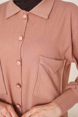 Çİft Cepli Düğmeli İkili Takım Latte - İKİLİ TAKIM