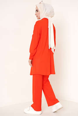 Çİft Cepli Düğmeli İkili Takım Mercan - İKİLİ TAKIM