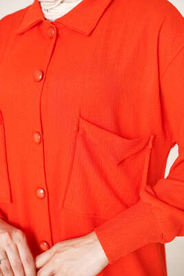 Çİft Cepli Düğmeli İkili Takım Mercan - İKİLİ TAKIM