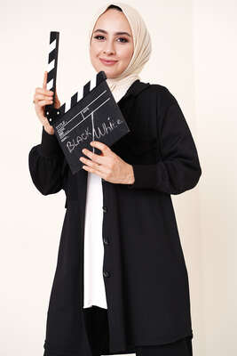 Çİft Cepli Düğmeli İkili Takım Siyah - İKİLİ TAKIM