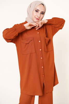 Çİft Cepli Düğmeli İkili Takım Taba - İKİLİ TAKIM