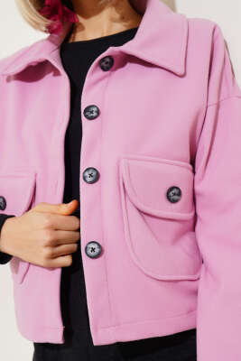 Çift Cepli Düğmeli Kısa Ceket Pembe - Kadın Giyim Modelleri