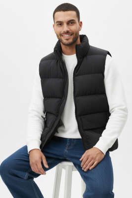 Çift Cepli Erkek Şişme Yelek Siyah - GAVAZZİ