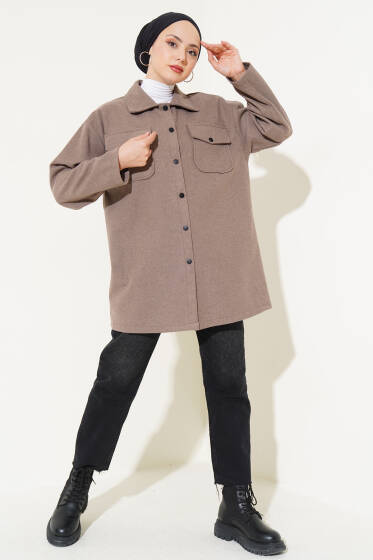 Çift Cepli Kaşe Gömlek Vizon - Gömlek