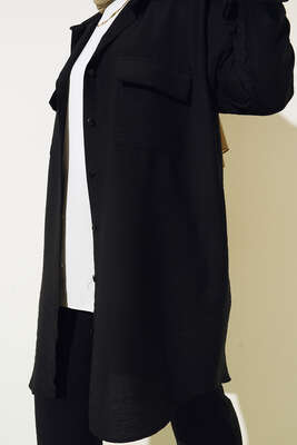 Çift Cepli Keten Ayrobin Takım Siyah - İKİLİ TAKIM