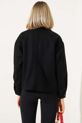 Çift Cepli Kısa Kaşe Ceket Siyah - Kadın Giyim Modelleri