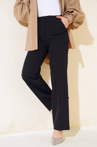 Çift Cepli Kumaş Pantolon Siyah - Pantolon