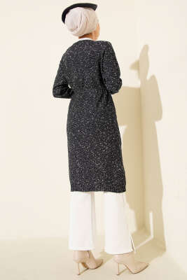 Çift Cepli Kuşaklı Triko Hırka Antrasit - Hırka