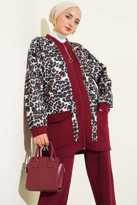 Çift Cepli Leopar Garnili İkili Takım Bordo - 700-1000 TL Ürünler