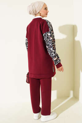 Çift Cepli Leopar Garnili İkili Takım Bordo - 700-1000 TL Ürünler