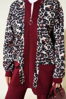 Çift Cepli Leopar Garnili İkili Takım Bordo - 700-1000 TL Ürünler