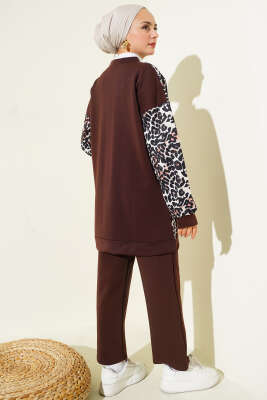 Çift Cepli Leopar Garnili İkili Takım Kahve - 700-1000 TL Ürünler