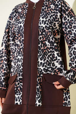 Çift Cepli Leopar Garnili İkili Takım Kahve - 700-1000 TL Ürünler