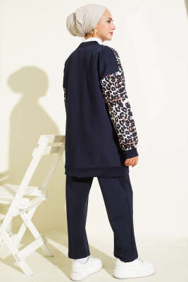 Çift Cepli Leopar Garnili İkili Takım Lacivert - 700-1000 TL Ürünler