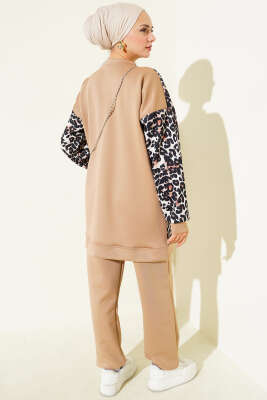 Çift Cepli Leopar Garnili İkili Takım Latte - 700-1000 TL Ürünler