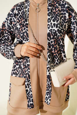 Çift Cepli Leopar Garnili İkili Takım Latte - 700-1000 TL Ürünler