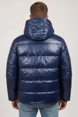 Çift Cepli Parlak Şişme Erkek Mont Lacivert - Erkek Mont