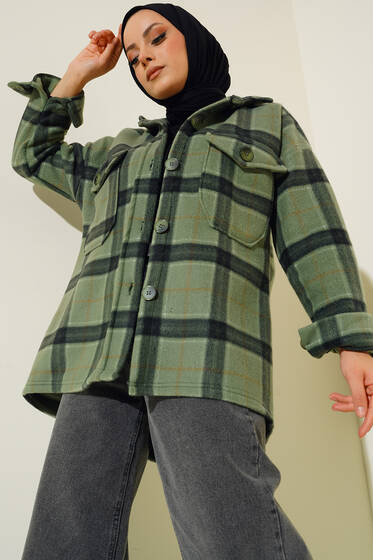 Çift Cepli Polar Gömlek Yeşil - Gömlek