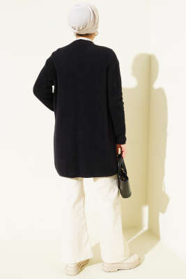 Çift Cepli Sakallı Triko Hırka Siyah - Hırka