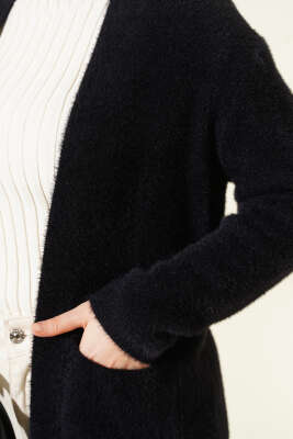 Çift Cepli Sakallı Triko Hırka Siyah - Hırka