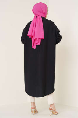 Çift Cepli Uzun Gömlek Siyah - Gömlek