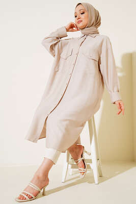 Çift Cepli Uzun Gömlek Taş - MISRA