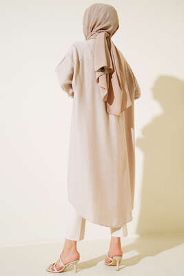 Çift Cepli Uzun Gömlek Taş - Gömlek