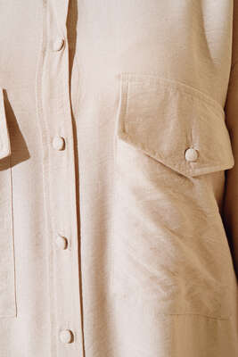 Çift Cepli Uzun Gömlek Taş - Gömlek