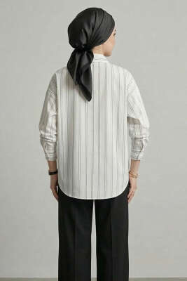 Çift Çizgili Gömlek Beyaz - 300-500 TL Ürünler