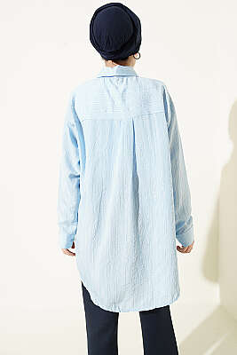 Çift Çizgili Salaş Hella Gömlek Bebe Mavi - Gömlek