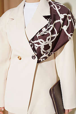 Çift Düğmeli Basic Blazer Ceket Bej - Ceket