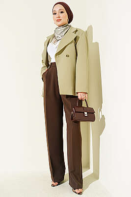 Çift Düğmeli Basic Blazer Ceket Çağla Yeşili - MD TREND