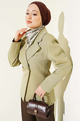 Çift Düğmeli Basic Blazer Ceket Çağla Yeşili - MD TREND