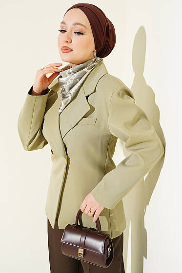 Çift Düğmeli Basic Blazer Ceket Çağla Yeşili - Ceket