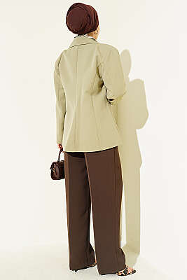 Çift Düğmeli Basic Blazer Ceket Çağla Yeşili - Ceket