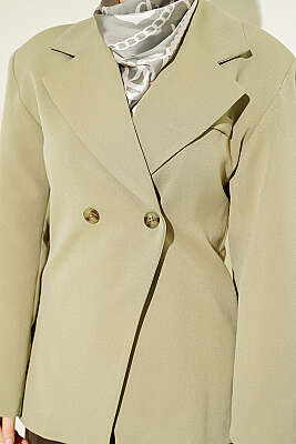 Çift Düğmeli Basic Blazer Ceket Çağla Yeşili - Ceket